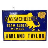 Vntg metal 14x10 Farm Bureau Massachusetts sign