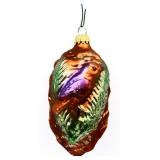 Glass pinecone ornament w/ bird