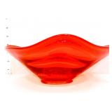 Art glass orange triangle bowl