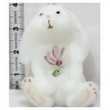 Fenton white satin lop eared bunny w/ flowers