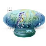 Fenton oval dealer sign w/ seahorse scene