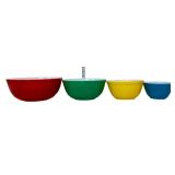4 piece vntg Pyrex primary color mixing bowl set
