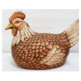 Brown figural sitting rooster