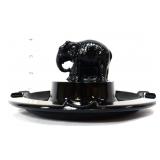 LE Smith black glass elephant ashtray