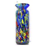 Murano 11in cobalt millefiori confetti vase