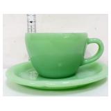 Vntg Fire King jadeite cup & saucer