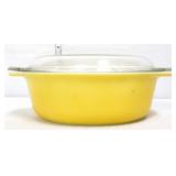 Vntg Pyrex yellow oval #043 dish w/ clear lid