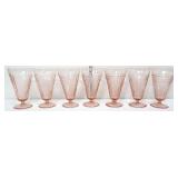 Lot of 7 pink depression open rose ice tea glasses