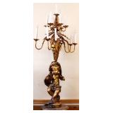 Vintage cherub base gold tone figural lamp