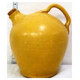 Yellow 9in stoneware jug w/ handle