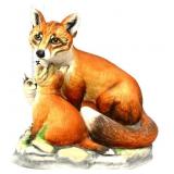 Vntg Boehm porcelain Fox With Cubs figure