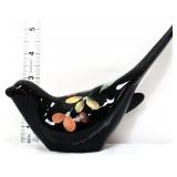 Fenton black bird of happiness figure fall flowers