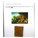 1772 Colonial PA 3 pence paper currency note