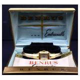 Benrus bangle watch, 10k gold bezel, in box
