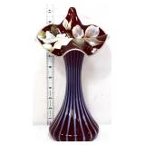 Fenton plum opalescent 11in jack in pulpit vase