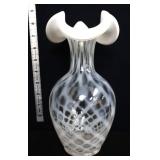 Clear opalescent 9in glass vase
