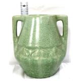Vntg green Haeger double handle 5in vase