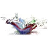 Art glass floral bowl