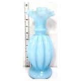 Fenton 9in light blue cased melon vase