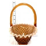Fenton brown opalescent hobnail basket