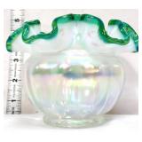 Fenton emerald crest iridescent 5in vase