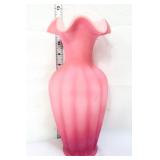 Fenton pink satin 12in melon vase