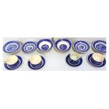Estate lot of 25 pieces of blue & white dinnerware