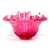 Cranberry whitecrest ruffle edge bowl