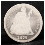 1876 Carson City seated liberty dime