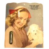Vntg Center First Market girl & dog scene therm