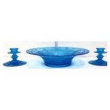 3 piece blue iridescent console set