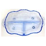 Fostoria baroque blue divided relish dish