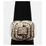 Sterling white sapphire mens ring, lab created
