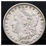 1885 Morgan silver dollar