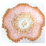 Vintage white/peach cased bowl with flowers