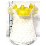 Kanawha yellow/white cased hobnail vase