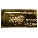 1 troy ounce North Dakota state silver bar