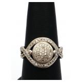 Sterling white sapphire pave ring, lab created