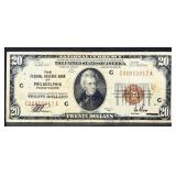1929 Federal Reserve Of Philadelphia $20 note