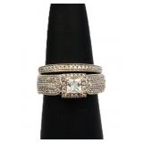 Sterling white sapphire wedding set, lab created