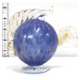 Art glass blue fish w/ clear fins