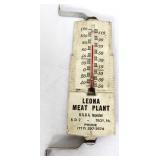 Vntg metal Leona Meat Plant Troy PA thermometer