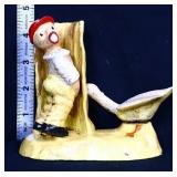 Cast iron boy w/ goose