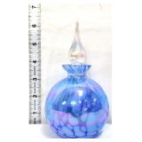 Blue opalescent perfume bottle, clear stopper