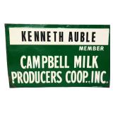 Vtg metal 16x10 Campbell Milk Products Coop sign
