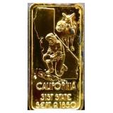 1 troy ounce California state silver bar