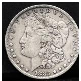 1885 Morgan silver dollar