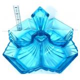Vntg blue Tiara pyramid 4 part relish dish