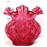Fenton cranberry 6in melon vase