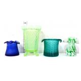Lot of 4 colorful glass vases